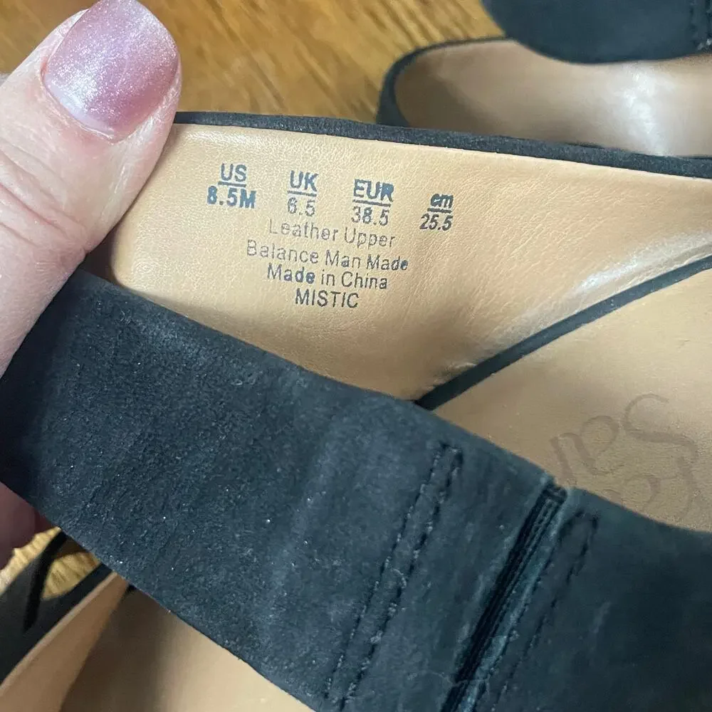 Franco Sarto Mistic Black Wedge Sandals Sz 8.51